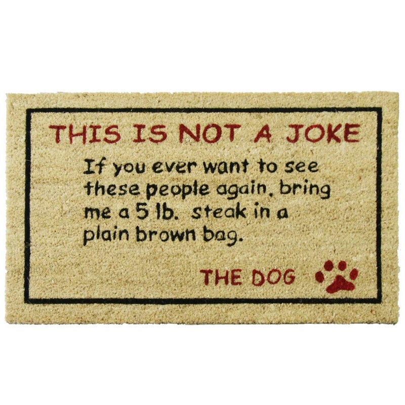 Rubber-Cal 10-106-026 Bring a 5 lbs. Steak Dog Door Mat, 18" x 30" - Image 1